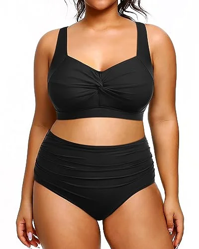 Two Piece Plus Size High Waisted Bikini Set