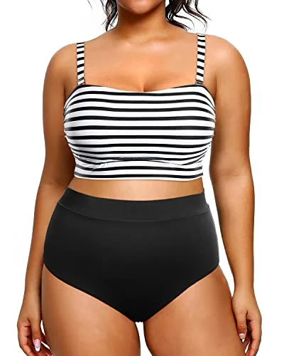 Women's High Neck Swimsuit Tummy Control Two Piece Bathing Suit