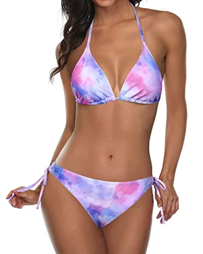 Removable Push Up Enhancement Padding 2 Piece Bikini Sets-Color Tie Dye